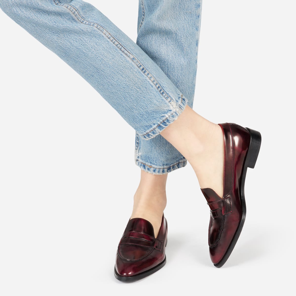 ladies oxblood loafers