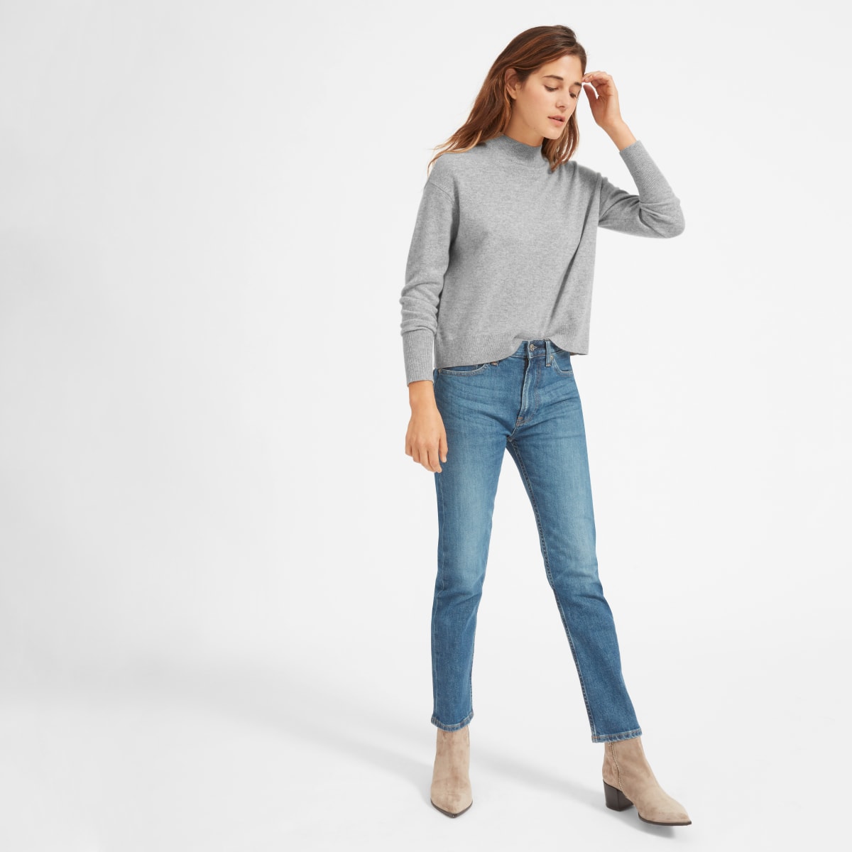 Everlane cashmere crop mockneck