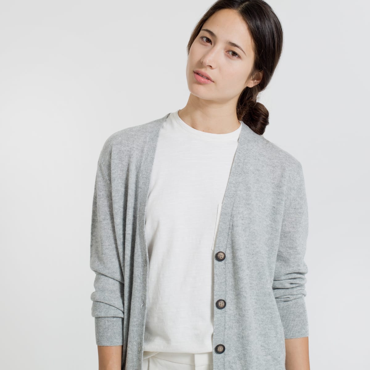 gray cardigan sweater