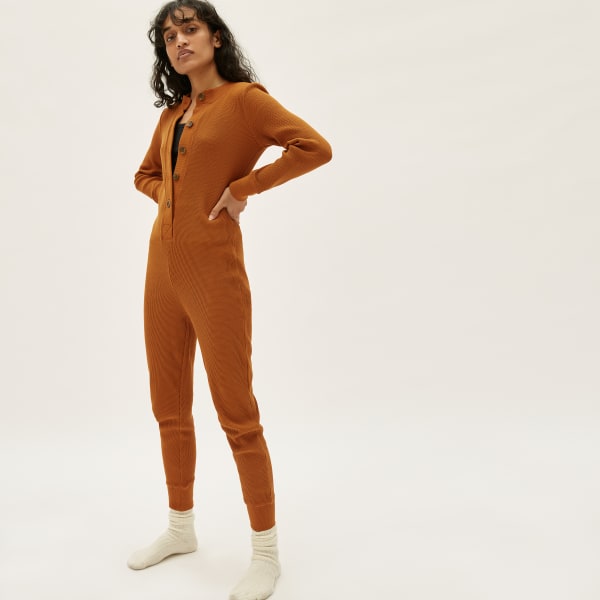 Waffle onesie womens clearance