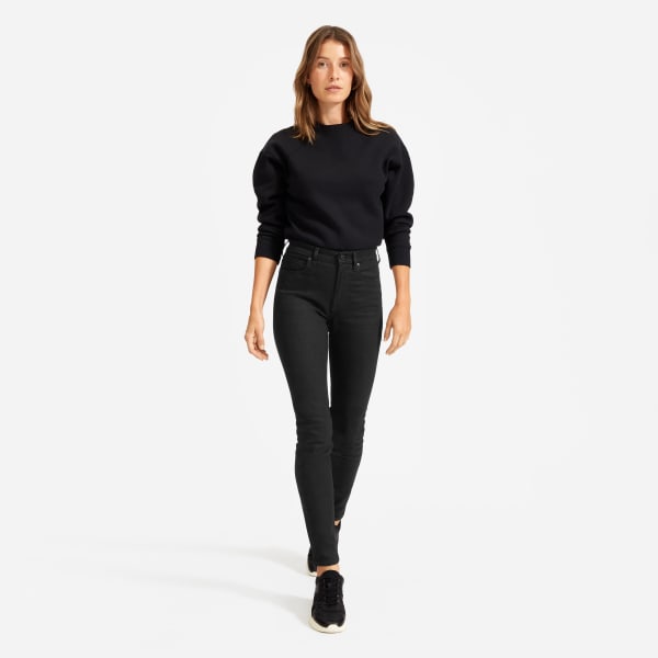 High rise black denim jeans