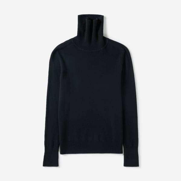 Navy blue cashmere turtleneck sweater Clearance