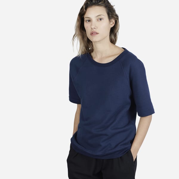 Navy blue short sleeve sweater clearance