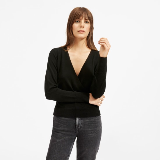 black wrap sweater women's