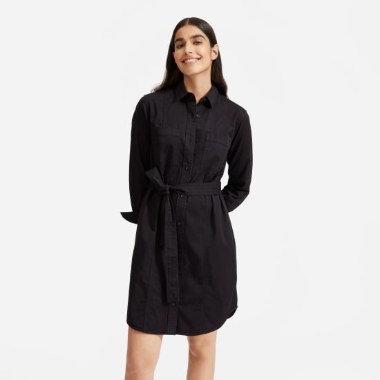 black utility shirt dress