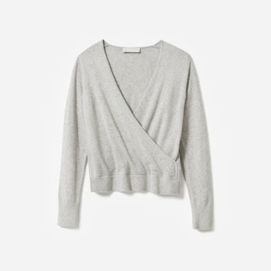 white cashmere wrap sweater