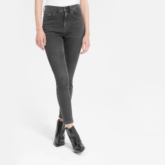 washed black high waisted skinny jeans