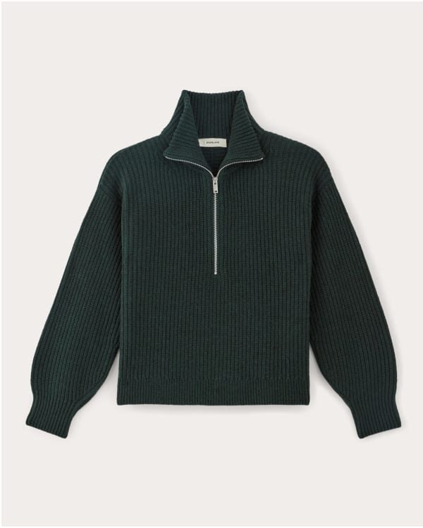 [Image] The Half-Zip Sweater in Luxe Merino | Heather Scarab Green