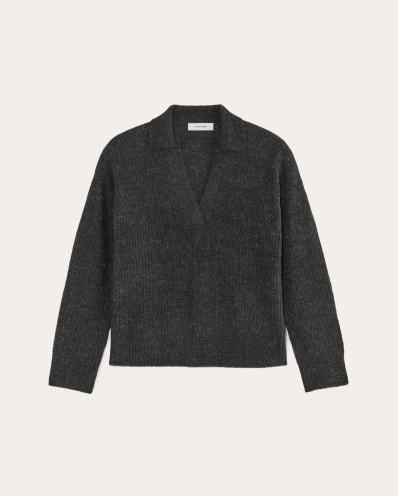[image] The Oversized Polo in Alpaca | Heathered Black