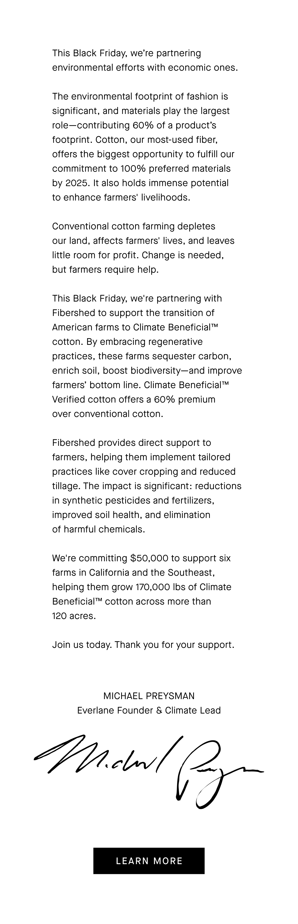This Black Friday, we're partnering environmental efforts with economic ones. [Learn More]