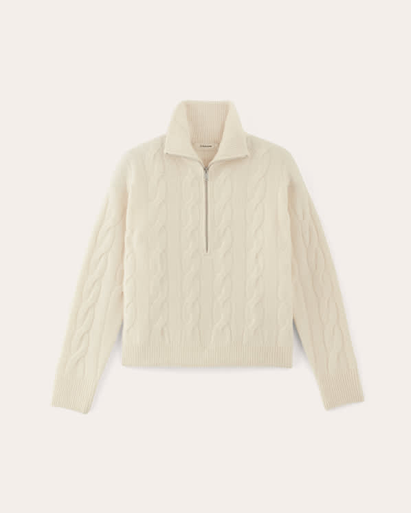 [Image] The Cable Half-Zip in Luxe Merino | Bone