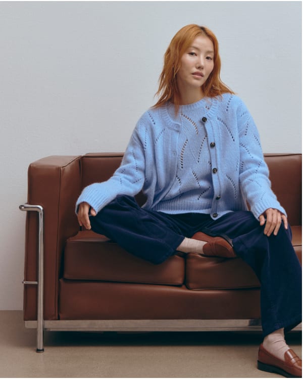 [IMAGE] The Pointelle Sweater in Cloud | Chambray Blue