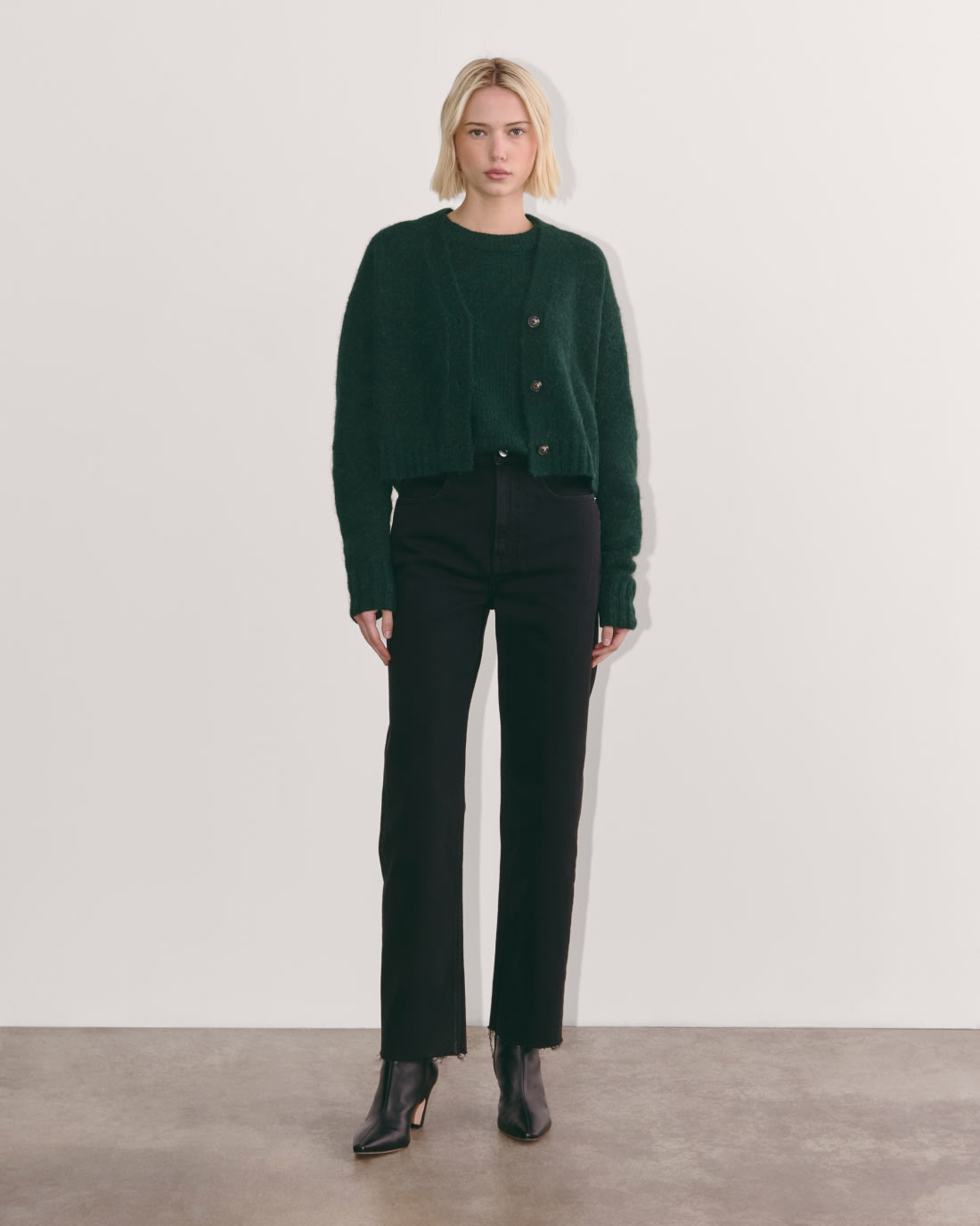 [Image] he Boxy Cardigan, The Way-High® Jean and The Banana Heel Boot