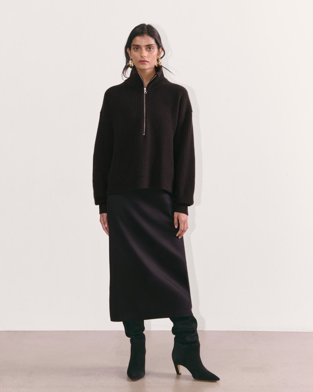 [Image] The Half-Zip Sweater, The Dream Maxi Skirt and The Banana Boot