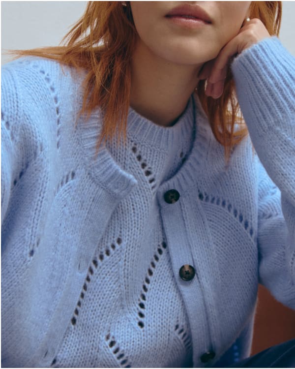 [IMAGE] The Pointelle Sweater in Cloud | Chambray Blue