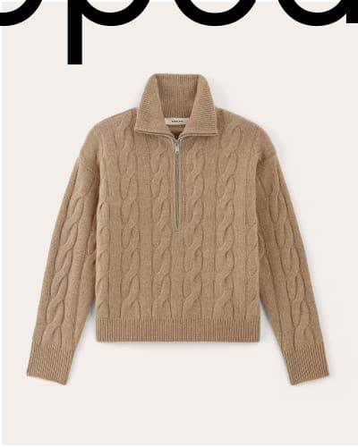 [image] The Cable Half-Zip in Luxe Merino | Oat Melange