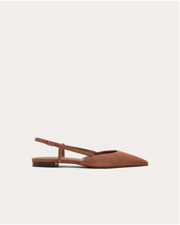 [Image] The Studio Slingback Flat | Saddle Brown Suede