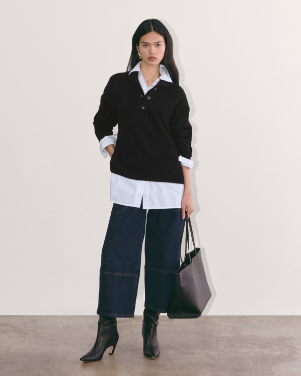 [Image] The Cocoon Henley in Wool Cashmere | Black