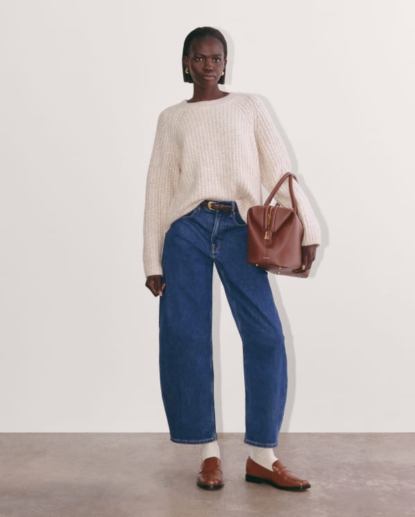 [Image] The Fisherman Crew in Cloud on Model | Heathered Oat