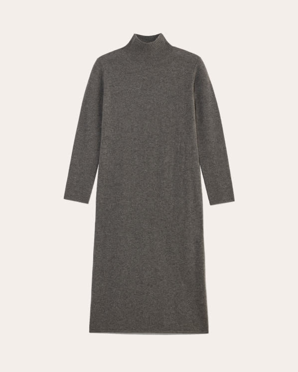 [Image] The Turtleneck Sweater Dress in Cashmere | Heather Charcoal