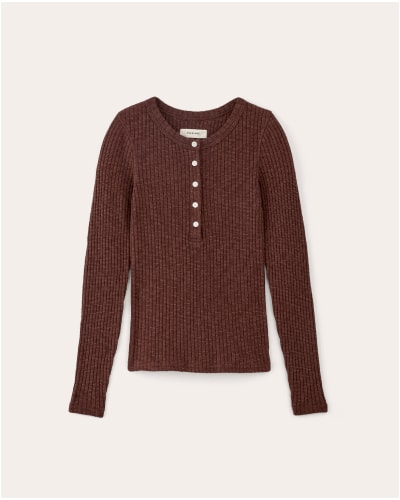 [image] The Cozy Rib Henley | Dark Mahogany