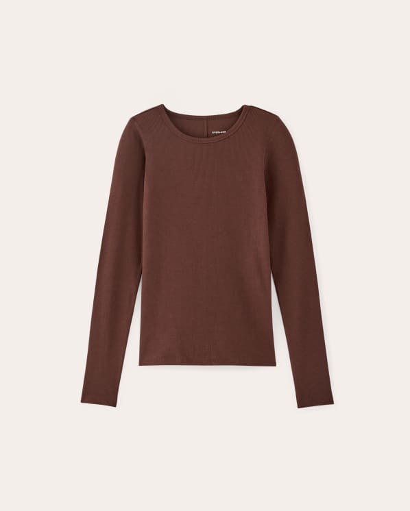 [Image] The Luxe Micro-Rib Long-Sleeve Crew | Dark Mahogany