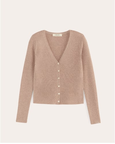 [image] The Lurex Cardigan | Rose Gold