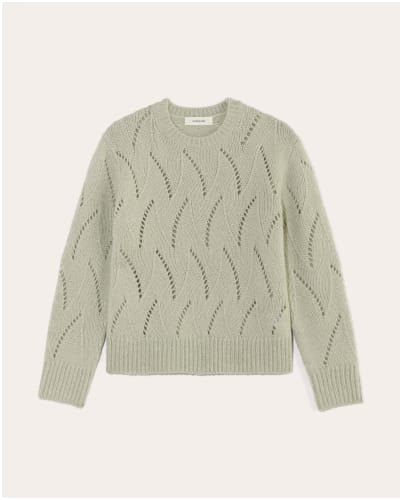 [Image] The Pointelle Sweater in Cloud | Seagrass