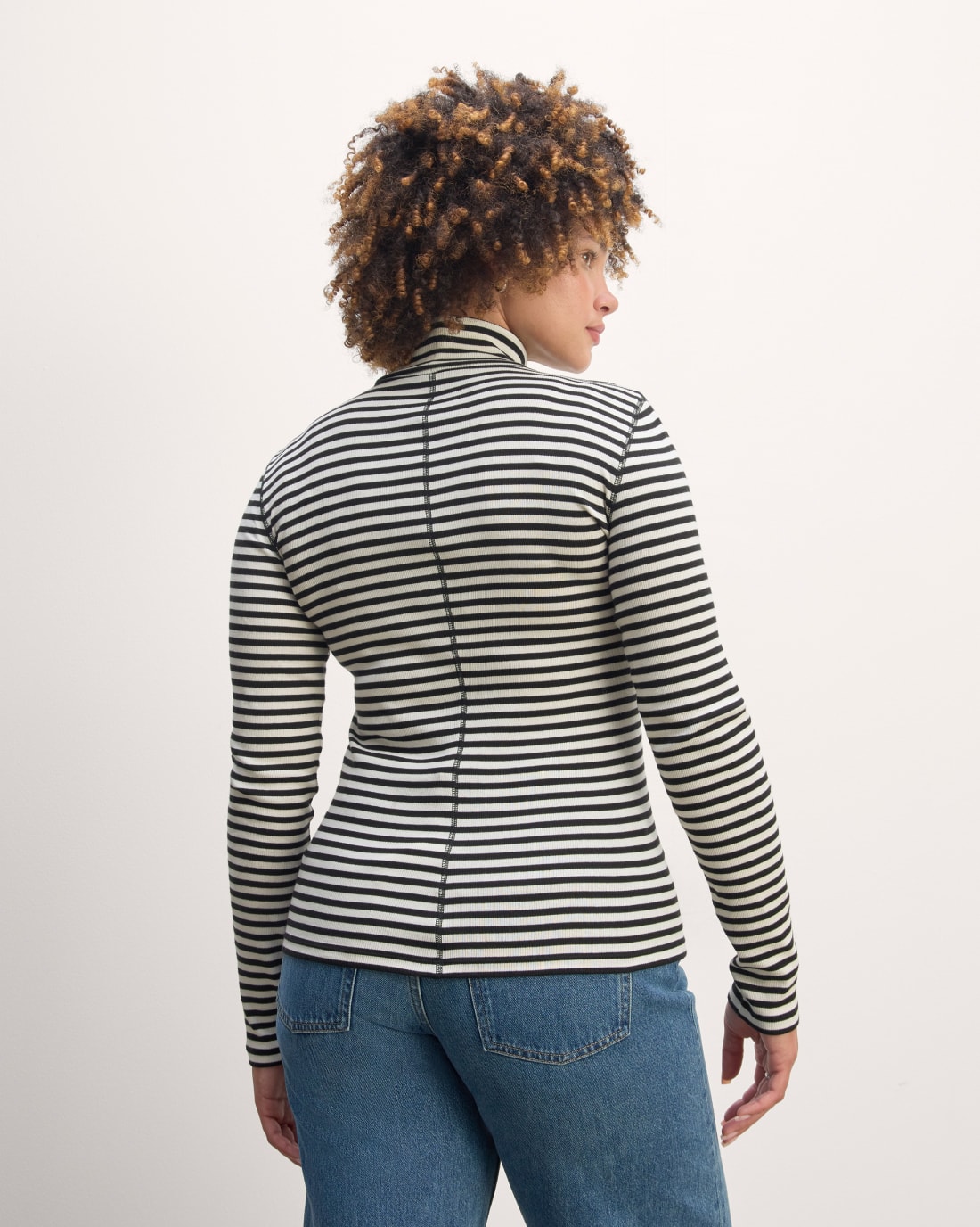 [Image] The Luxe Micro-Rib Long-Sleeve Crew | Bone / Black
