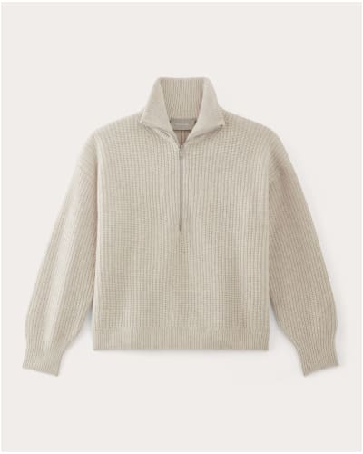[Image] The Half-Zip Sweater in Luxe Merino | Heathered Oat