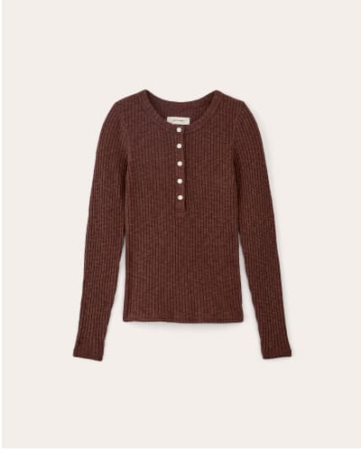 [image] The Cozy Rib Henley | Dark Mahogany