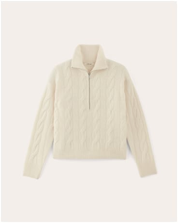 [Image] The Cable Half-Zip in Luxe Merino | Bone