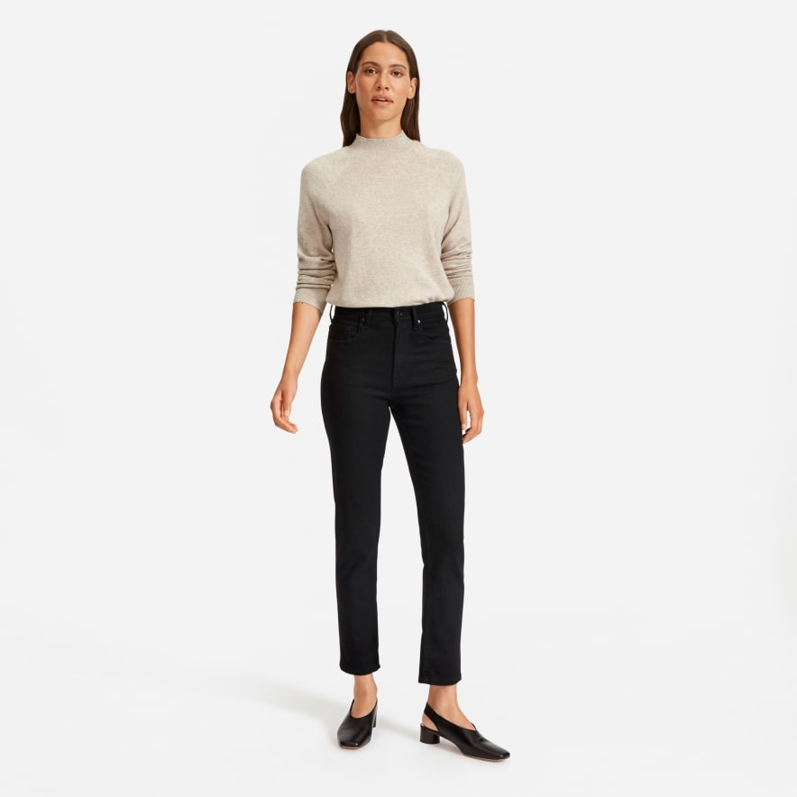 high rise straight jeans black