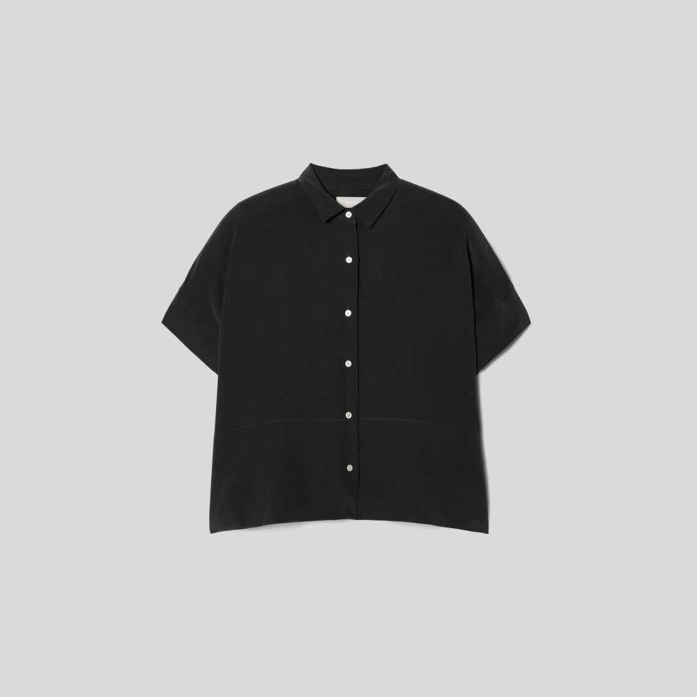 The Washable Clean Silk Relaxed Shirt Black – Everlane