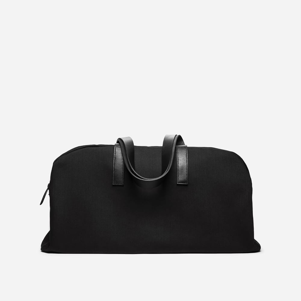 The Twill Weekender Black Black Leather Everlane