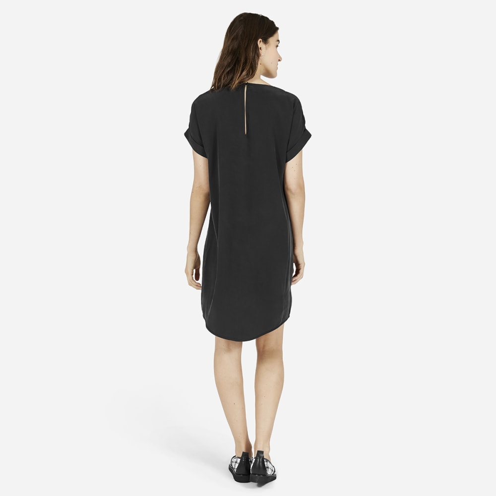 The Silk Short Sleeve Dress Black Everlane