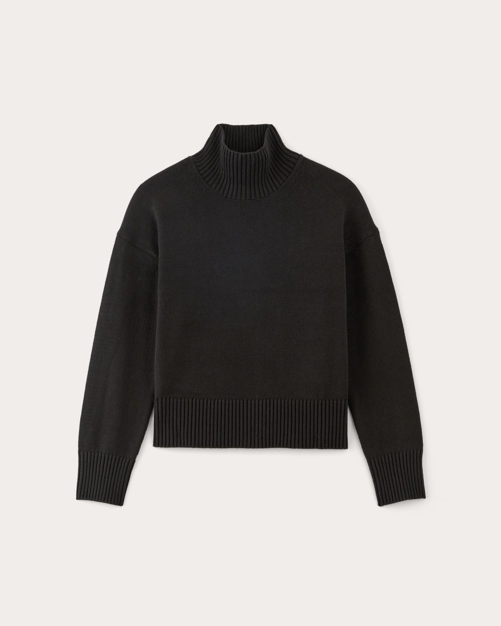 The Boxy Turtleneck in Everyday Cotton Black Canvas Everlane