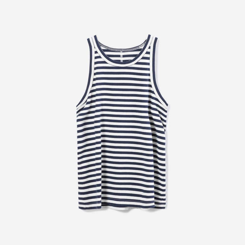 The Organic Cotton Cutaway Tank Navy / White Stripe – Everlane