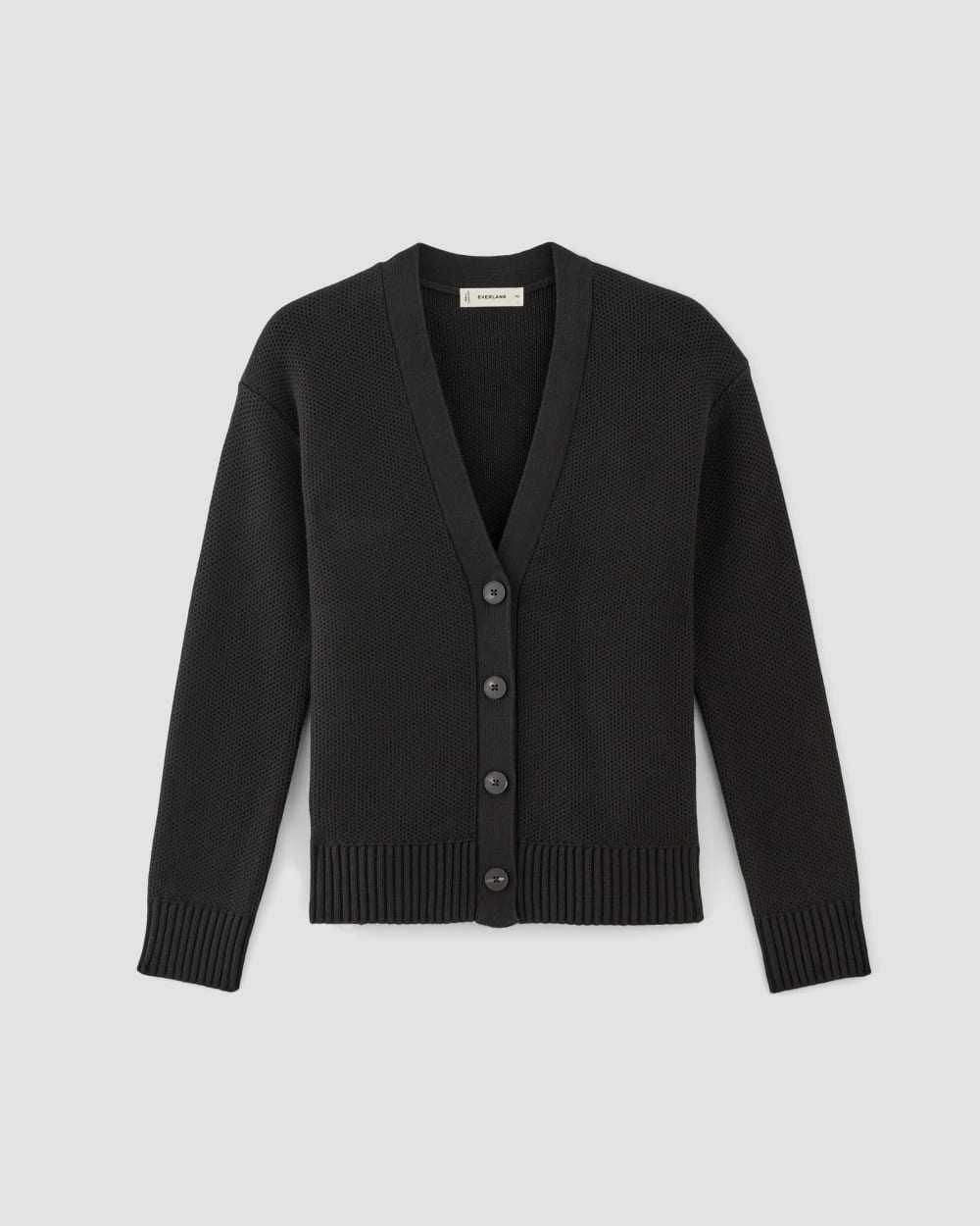 The Cotton Honeycomb Cardigan Black Everlane