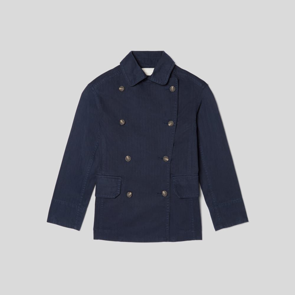 The Organic Cotton Herringbone Jacket Navy Everlane