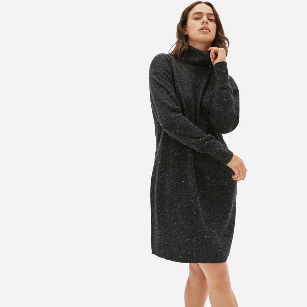 The Cashmere Turtleneck Dress Dark Grey Donegal Everlane