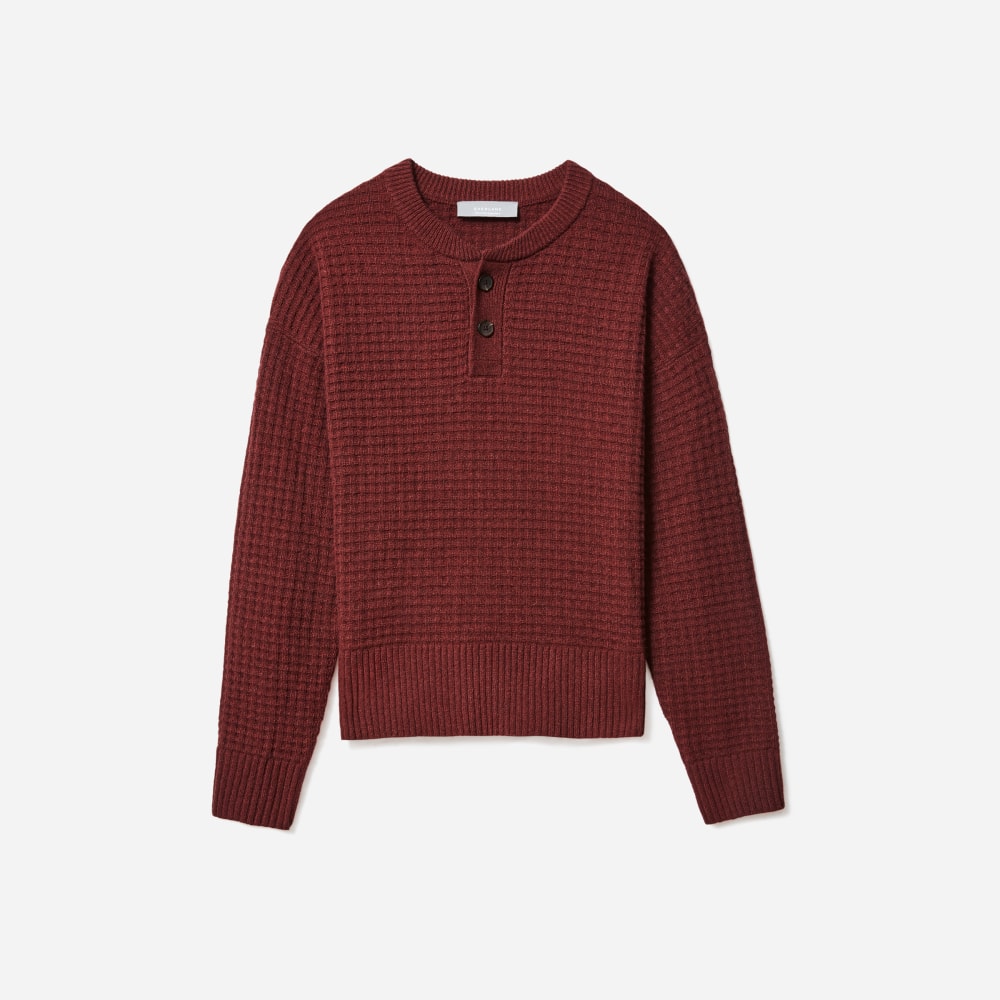 The Waffle-Knit Henley Grey Heather – Everlane