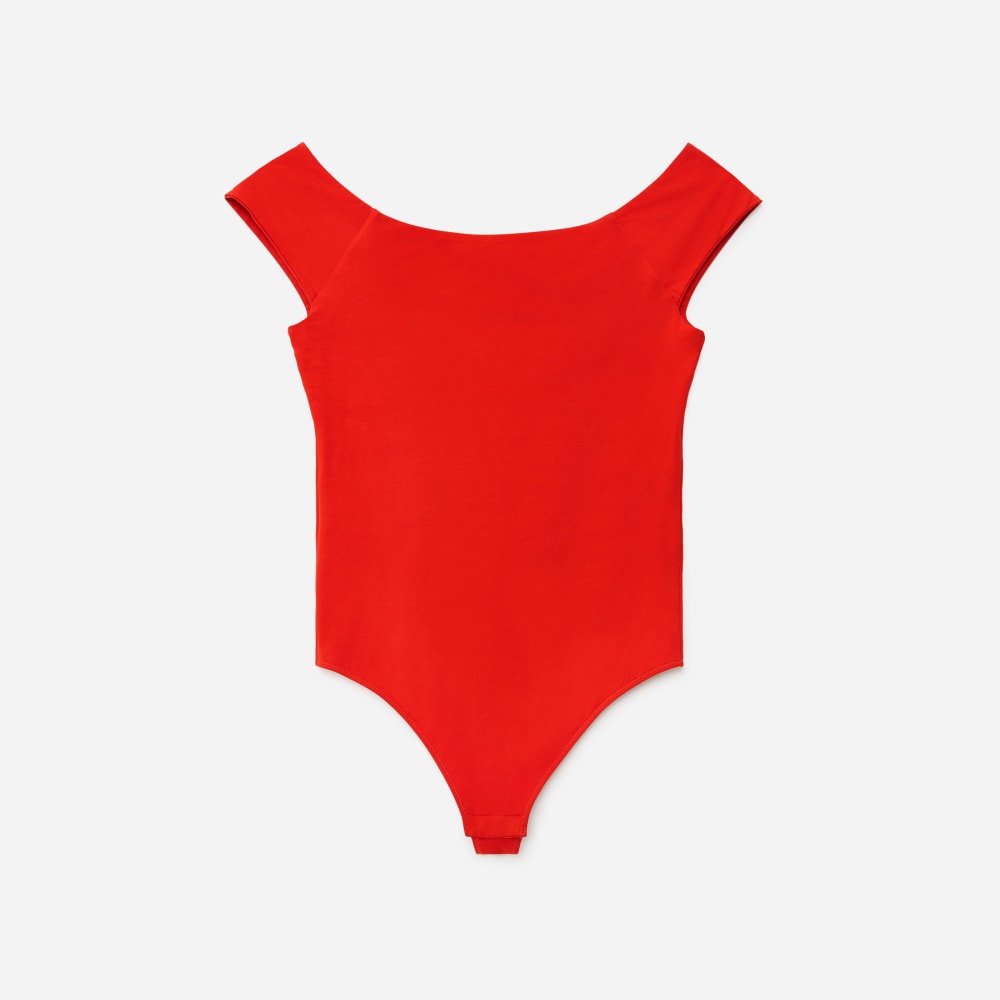 Aranza Womens Bodysuit Off Shoulder Red Leotard Short Sleeve Blusa