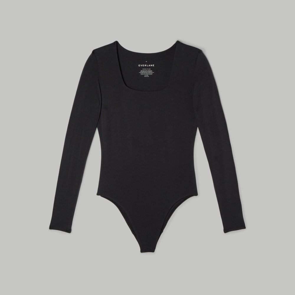 The Long-Sleeve Supima® Square-Neck Bodysuit Black – Everlane