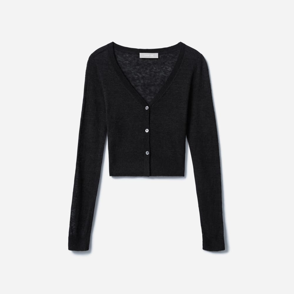 The Oversized Alpaca Pocket Cardigan Heathered Black – Everlane