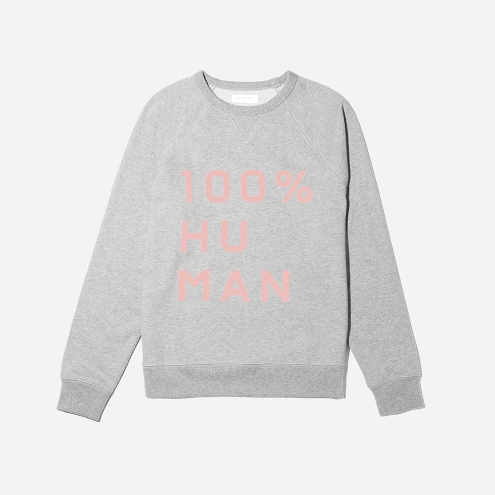The 100 Human Typography Sweatshirt Heather Grey Pink Everlane