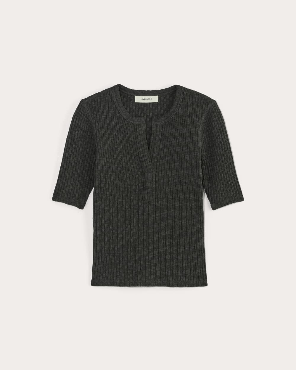 The Rib-Knit Short-Sleeve Henley Mid Heather Grey – Everlane