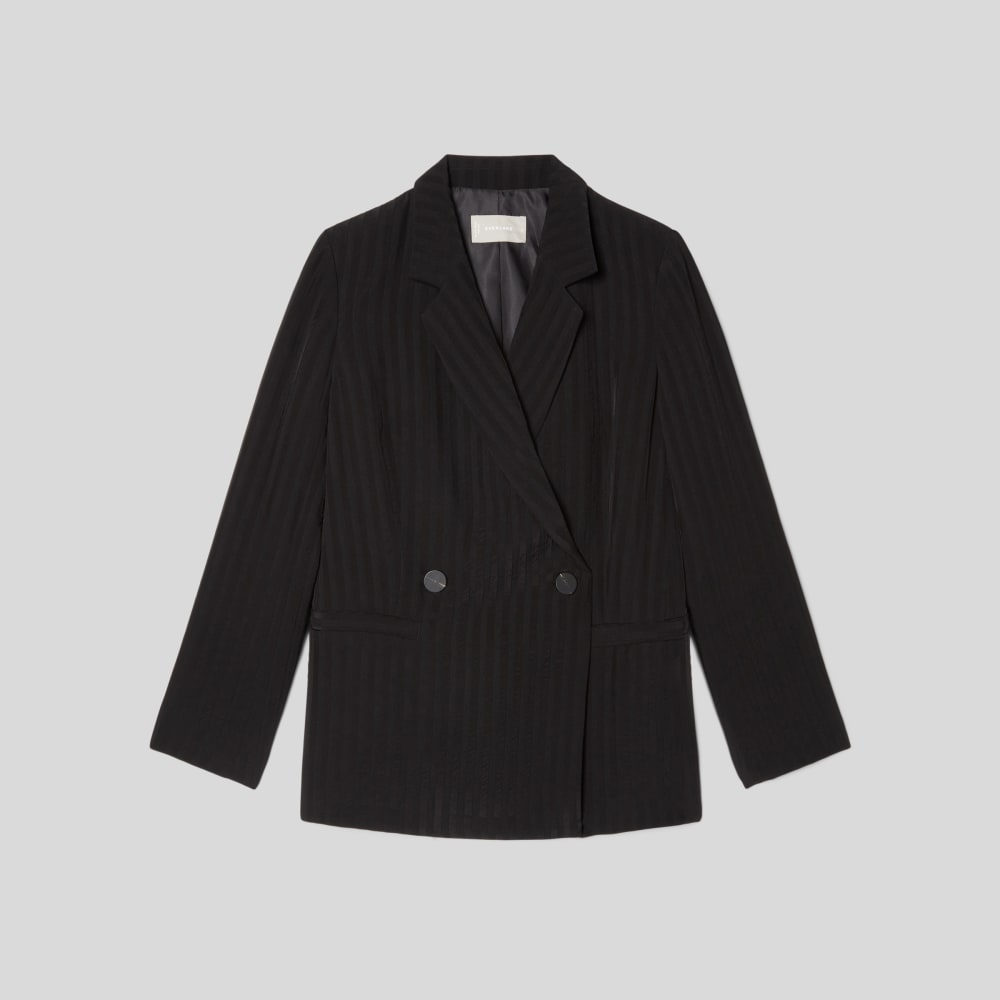 The Drapey City Stripe Blazer Black Everlane