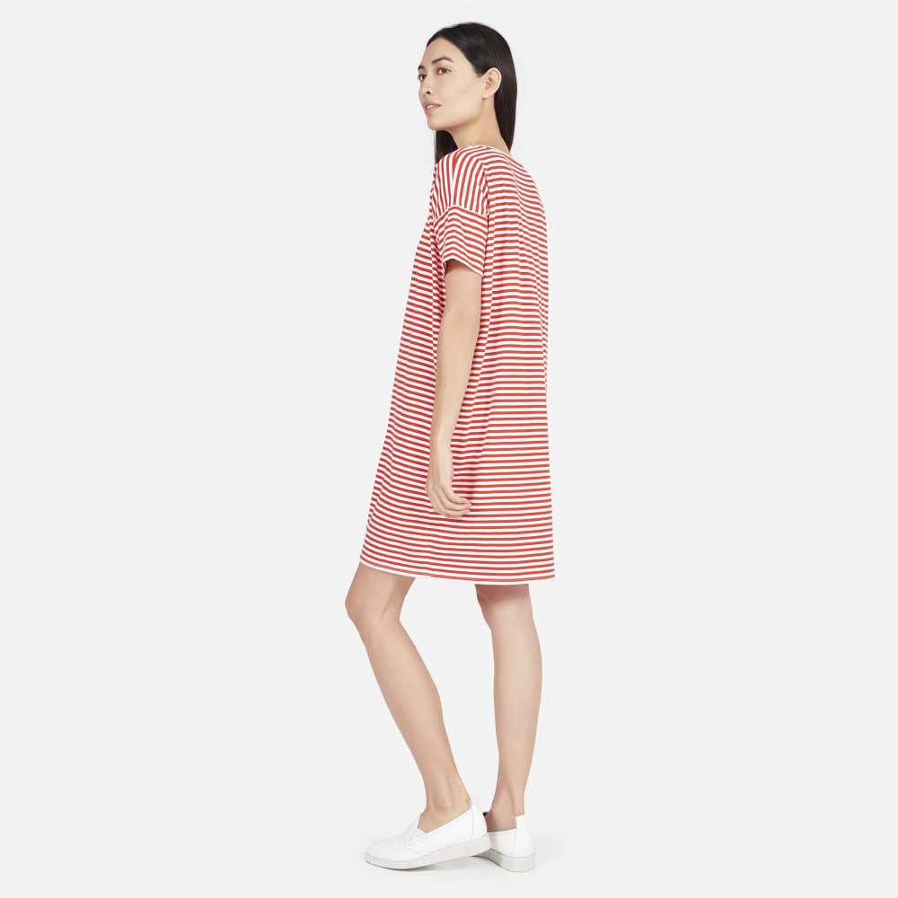 The Cotton Striped Tee Dress White 