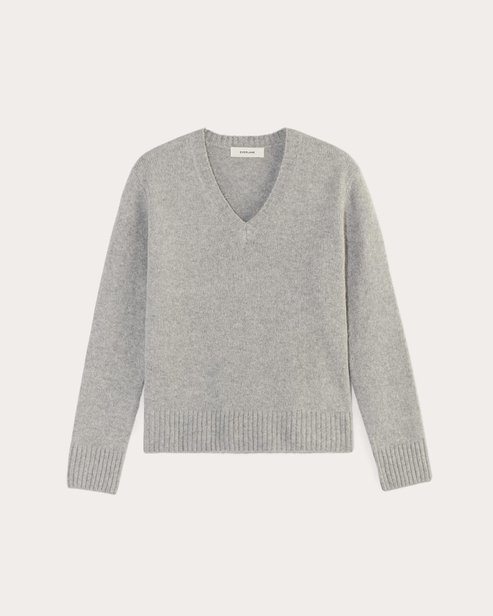The V Neck Sweater in Plush Cotton Heathered Grey Everlane